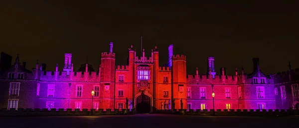 Palácio Hampton Court Iluminado Noite Hampton Court Londres Reino Unido — Fotografia de Stock