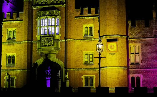 Иллюминированный Дворец Хэмптон Корт Ночью Хэмптон Корте Лондон Великобритания Января — стоковое фото