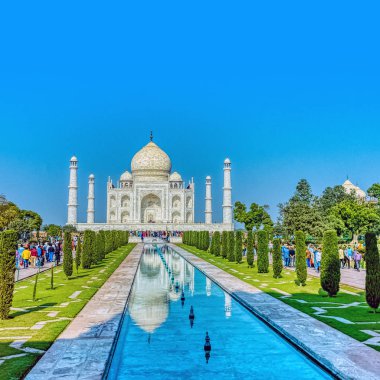 Agra, Uttar Pradesh, Hindistan ile 1 Aralık 2018 Taj Mahal sarayda