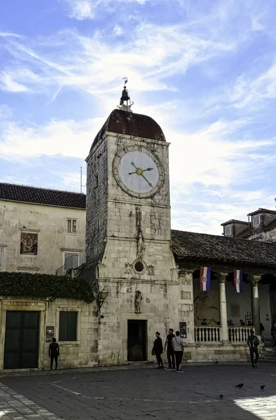 Reloj Torre Histórica Ciudad Trogir Dalmacia Croacia Octubre 2016 — Foto de Stock