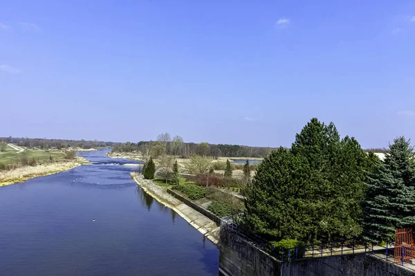 Panoramiczny Widok Rzekę Warta Lyszkowicach Polska — Zdjęcie stockowe