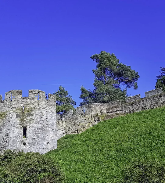 沃里克城堡 Warwick Castle 在英国沃里克郡沃里克设有孔雀守卫的熊塔 Bear Tower — 图库照片