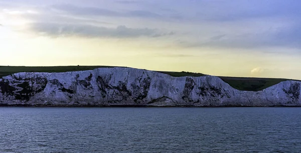 Acantilados Blancos Dover Durante Puesta Del Sol Dover Reino Unido — Foto de Stock