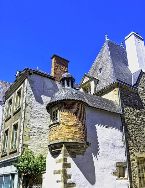 Vintage Architectuur Van Oude Stad Vitre Vitr Bretagne Frankrijk Juni — Stockfoto