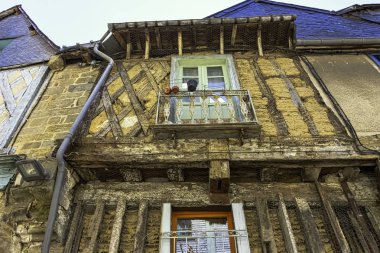 Old Town vitre eski mimarisi, Brittany, Fransa 1 Haziran 2019 