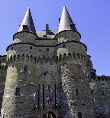 Chateau de vitre-Vitr kasabasında Ortaçağ Kalesi, Brittany, Fransa 1 Haziran 2019 tarihinde