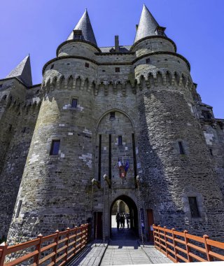 Chateau de vitre-Vitr kasabasında Ortaçağ Kalesi, Brittany, Fransa 1 Haziran 2019 tarihinde