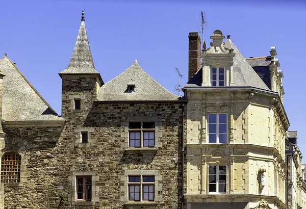 Vintage Architectuur Van Oude Stad Vitre Vitr Bretagne Frankrijk Juni — Stockfoto