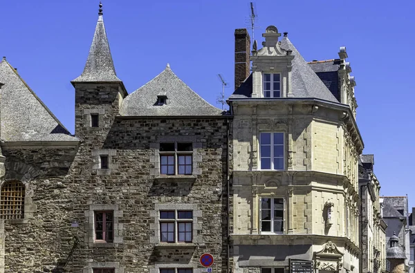 Antik Építészet Old Town Vitre Vitr Brittany Franciaország Június Jén — Stock Fotó