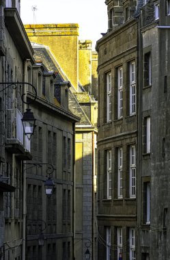 Saint-Malo Old Town Vintage mimarisi, Brittany, Fransa 31 Mayıs 2019