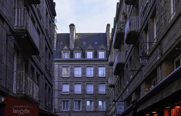 Vintage Architectuur Van Oude Stad Saint Malo Bretagne Frankrijk Mei — Stockfoto