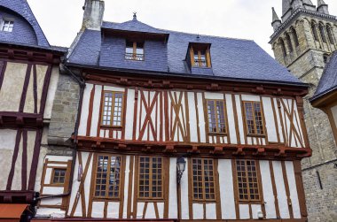 Vannes Old Town Vintage mimarisi, Brittany, Fransa 30 Mayıs 2019