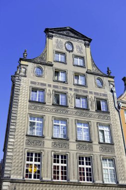 26 Ağustos 2019'da Gdansk, Tricity, Pomerania, Polonya'daki Eski Kent'in vintage mimarisi