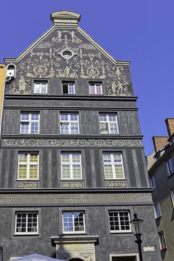 26 Ağustos 2019'da Gdansk, Tricity, Pomerania, Polonya'daki Eski Kent'in vintage mimarisi
