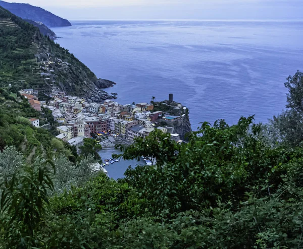 Atardecer Sobre Vernazza Cinque Terre Italia — Foto de Stock