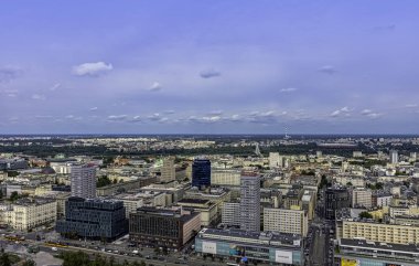 Varşova, Masovia, Polonya'nın panoramik görünümü 14 Ağustos 2019