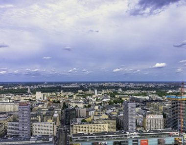Varşova, Masovia, Polonya'nın panoramik görünümü 14 Ağustos 2019