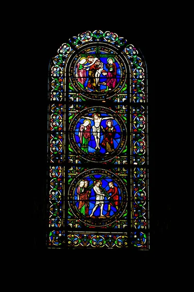 Janela Vidro Manchado Catedral Saint Julian Cathedrale Julien Mans Mans — Fotografia de Stock