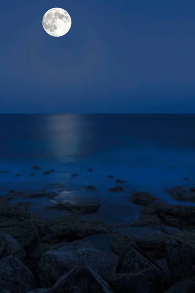 Lune Dessus Océan Atlantique Lanzarote Îles Canaries Espagne — Photo