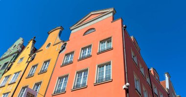 26 Ağustos 2019'da Gdansk, Tricity, Pomerania, Polonya'daki Eski Kent'in vintage mimarisi