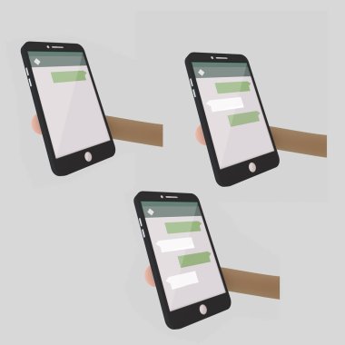 Smartphone cep telefonu ile sohbet etmek kullanma. Uygulama 3d çizim