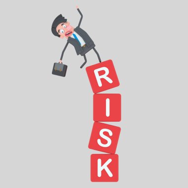 Küpleri bir risk dağını düşen adam. 3D çizim