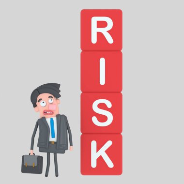 Küpleri risk Dağı'nda görünen adam. 3D çizim