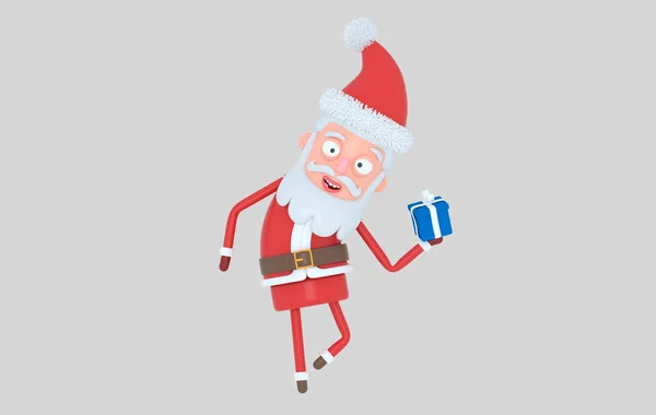 Santa Claus Håller Gåva Isolerade Illustration — Stockfoto