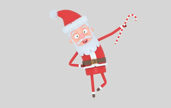 Santa Claus Pie Sosteniendo Caramelo Aislado Ilustración — Foto de Stock