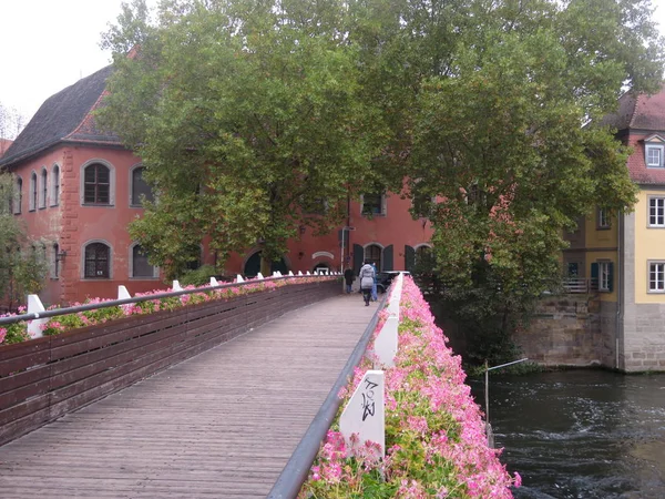 Panorama Pohled Most Pro Pěší Bamberg Německo — Stock fotografie