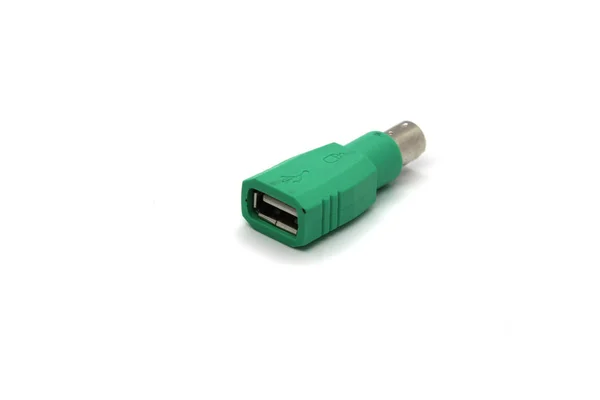 USB A till Ps 2 adapter på vit bakgrund — Stockfoto