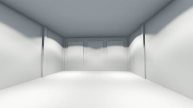 Aracılığıyla geniş iç boş boş fotoğraf ilgi çekici ile fütüristik beyaz renk için uçuyoruz. 3D animasyon