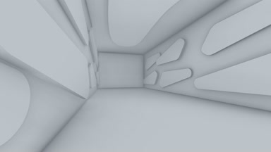Soyut geniş iç yapı ile fütüristik beyaz renk üzerinden uçmak. 3D animasyon