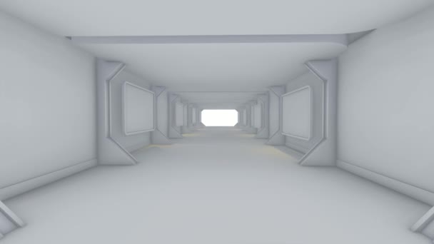 Spacer Futurystyczny Kolor Biały Streszczenie Budynku Przestronne Wnętrze — Wideo stockowe