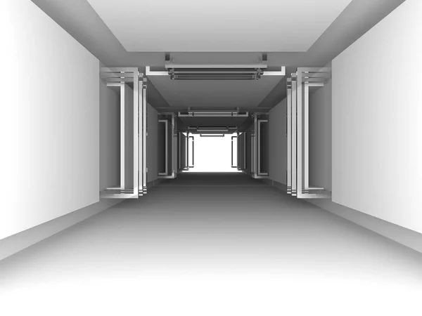 Futuristic Interior Empty Room Abstact Reflective Wall Rendering — Stock Photo, Image