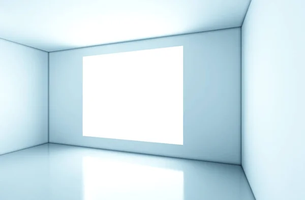 Boş Oda Beyaz Duvar Büyük Pencere Ile Işleme Yansıma Katlıdır — Stok fotoğraf