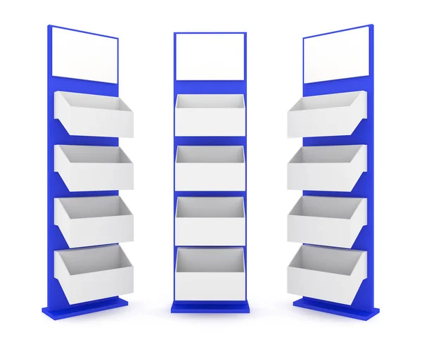 Färg blå hyllor Stand design — Stockfoto