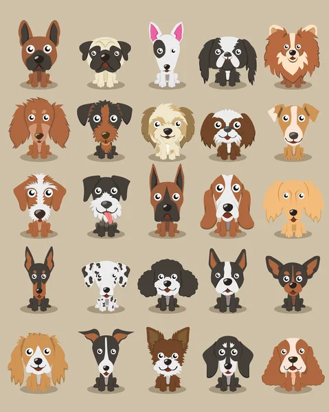 Conjunto Vetores Desenhos Animados Cachorro Bonito — Vetor de Stock