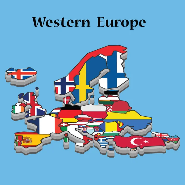 Mapa Europa Occidental Vector — Archivo Imágenes Vectoriales
