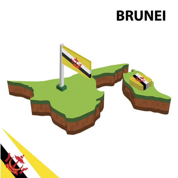 Carte Isométrique Drapeau Brunei Illustration Vectorielle Isométrique — Image vectorielle