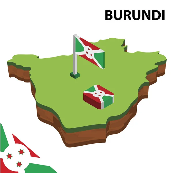 Isometrisk Karta Och Flagga Burundi Isometrisk Vektor Illustration — Stock vektor