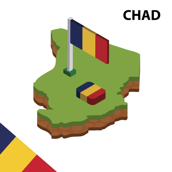 Carte Isométrique Drapeau Tchad Illustration Vectorielle Isométrique — Image vectorielle