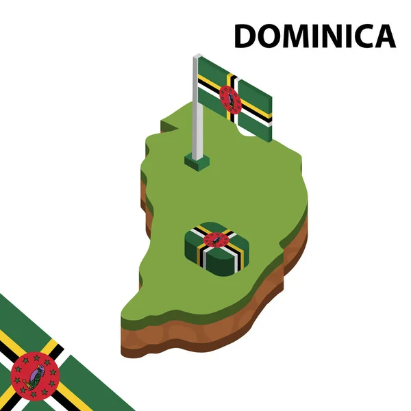 Mapa Isométrico Bandera Dominican Ilustración Vectorial Isométrica — Archivo Imágenes Vectoriales