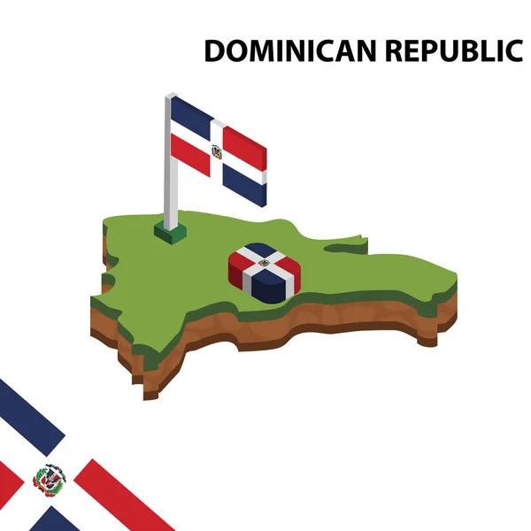 Mapa Isométrico Bandeira República Dominicana Ilustração Vetorial Isométrica — Vetor de Stock