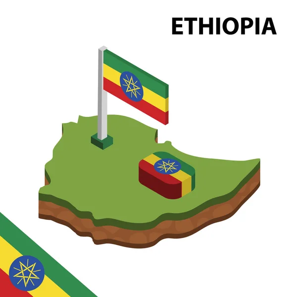 Mapa Isométrico Bandera Etiopía Ilustración Vectorial Isométrica — Archivo Imágenes Vectoriales