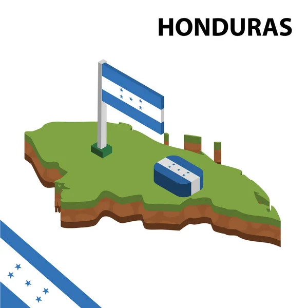 Ізометрична Карта Прапор Гондурасу Ізометричної Векторної Ілюстрації — стоковий вектор