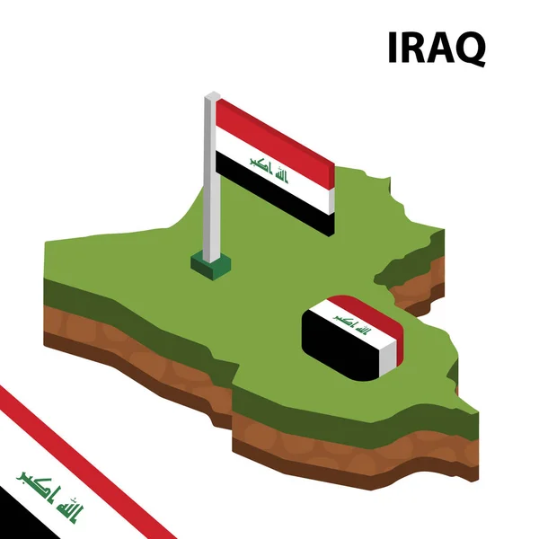 Isometrische Karte Und Flagge Des Irak Isometrische Vektorabbildung — Stockvektor