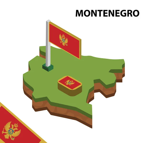 Mapa Isométrico Bandeira Montenegro Ilustração Vetorial Isométrica — Vetor de Stock