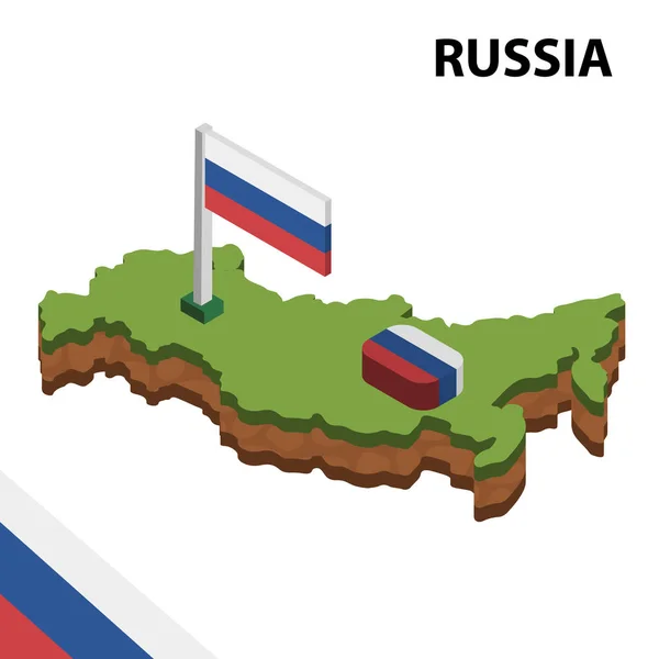 Carte Isométrique Drapeau Russie Illustration Vectorielle Isométrique — Image vectorielle