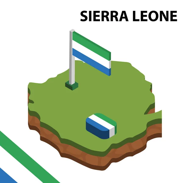 Carte Isométrique Drapeau Sierra Leone Illustration Vectorielle Isométrique — Image vectorielle